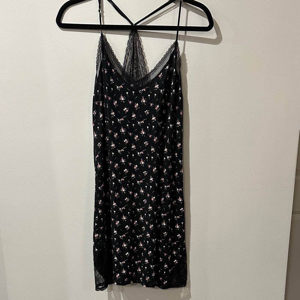 Victoria's Secret Black Floral Chemise Pajama, PJ, Nightgown, Dress